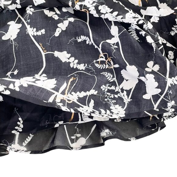 The Kooples Paris Black Short Floral Print Dress with Gathers Women’s Size 0 - Picture 8 of 12